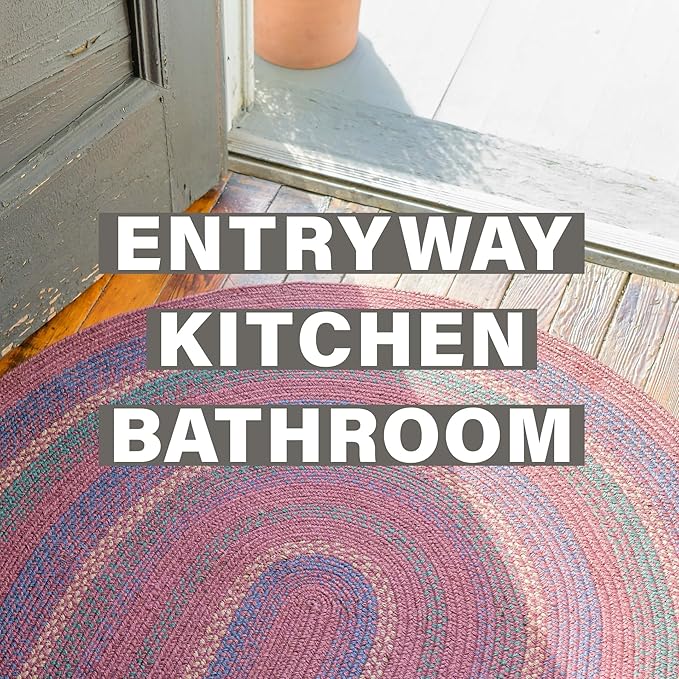 Jamestown Burgundy Oval Braided Rug, Jute, 2x3' - Rustic Primitive Decor for Entryway, Kitchen, Everywhere