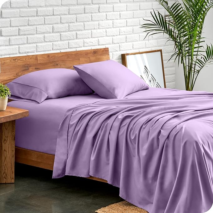 Bare Home King Sheet Set - Luxury 1800 Ultra-Soft Microfiber King Bed Sheets - Double Brushed - Deep Pockets - Easy Fit - 4 Piece Set - Bedding Sheets & Pillowcases (King, Lavender)