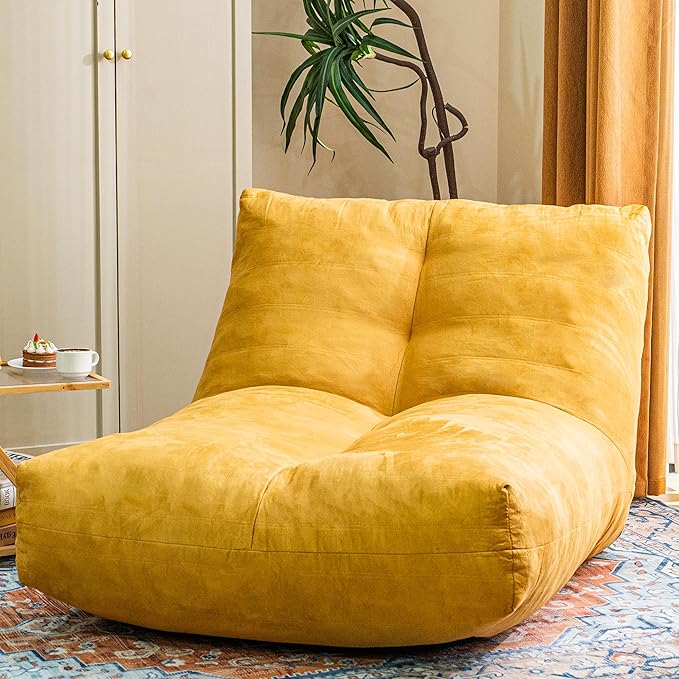 Bean Bag Chair Lazy Bean Bag Sofa, Floor Beanbag Chairs with Stuffed High-Density Foam, Memory Foam Bean Bag Sofa for Living Room, Bedroom and Office