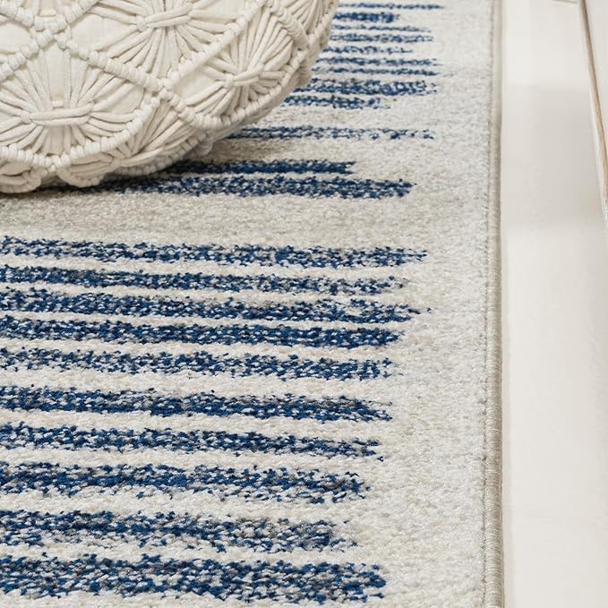 JONATHAN Y Khalil Modern Berber Stripe Cream/Navy Indoor Area Rug, 3x5, Contemporary, Bohemian, Easy-Cleaning for Living Room, Bedroom, Kitchen, Pet Friendly, Non-Shedding (MOH207E-3)