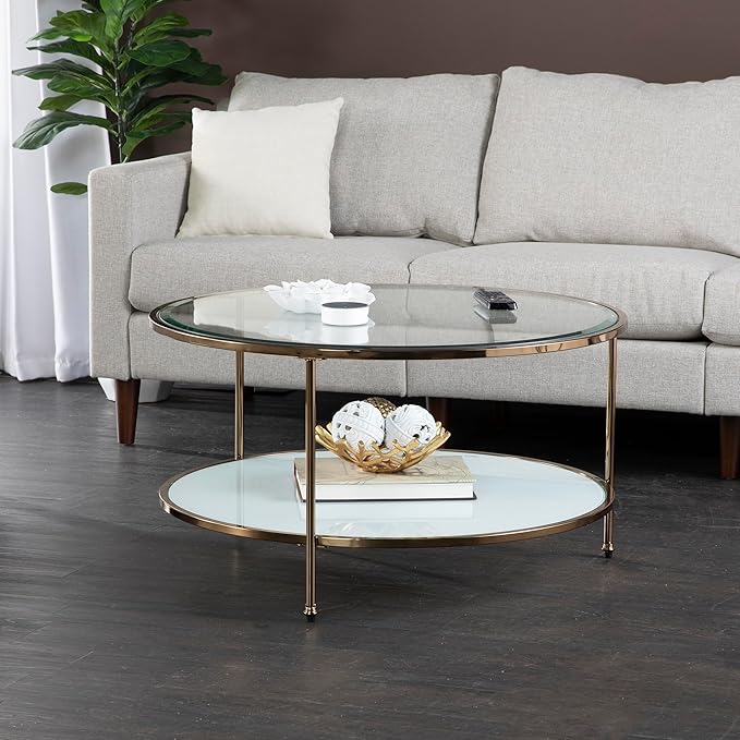 SEI Furniture Risa Cocktail Table, Gold, 34 in x 34 in x 18 in