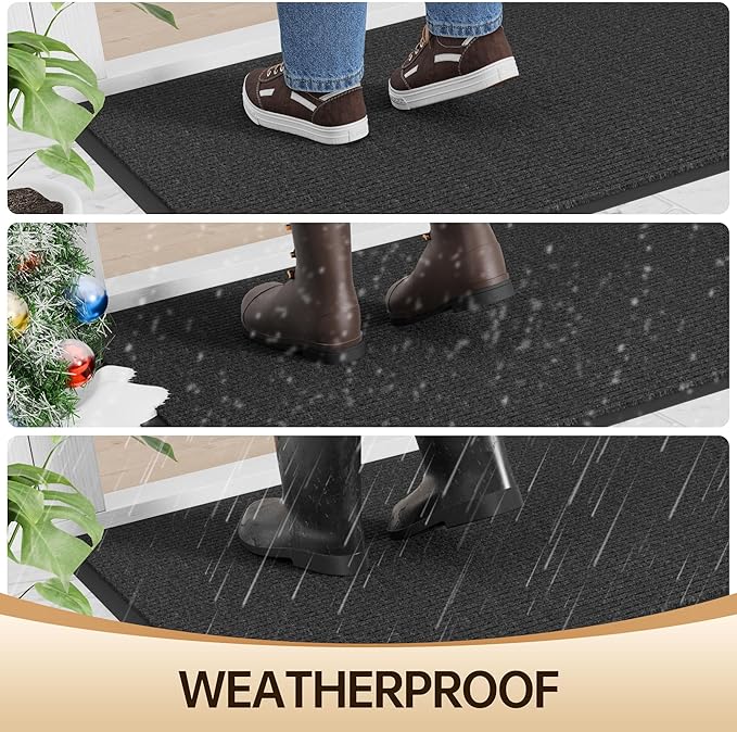 Amyracel Front Door Mat Indoor Outdoor Entrance, 24'' x 72'' All-Season Waterproof Heavy Duty Doormat for Outside Entry, Stain and Fade Resistant, Low Profile, Easy Clean Patio Entryway Mat