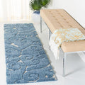 SAFAVIEH Florida Shag Collection Runner Rug - 2'3" x 15', Light Blue & Cream, Scroll Design, Non-Shedding & Easy Care, 1.2-inch Thick Ideal for High Traffic Areas in Living Room, Bedroom (SG455-6011)