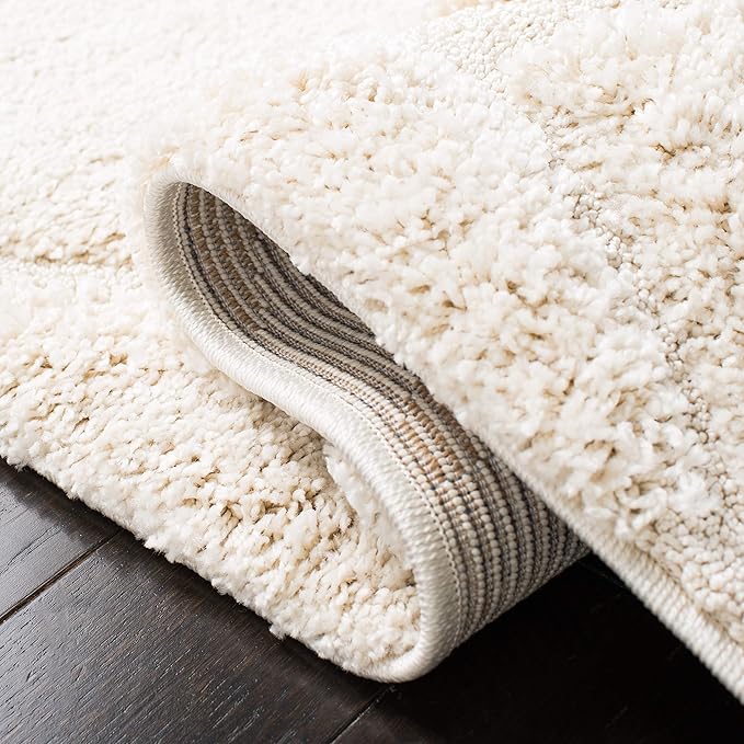SAFAVIEH Florida Shag Collection X-Large Area Rug - 11' x 15', Creme & Creme, Scroll Design, Non-Shedding & Easy Care, 1.2-inch Thick Ideal for High Traffic Areas in Living Room, Bedroom (SG455-1111)