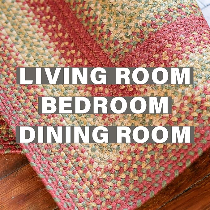 Cider Barn Cranberry Red Braided Oval Area Rugs, Jute, 5x8' - Perfect Country Rustic Decor for Living Room, Dining Room, Everywhere