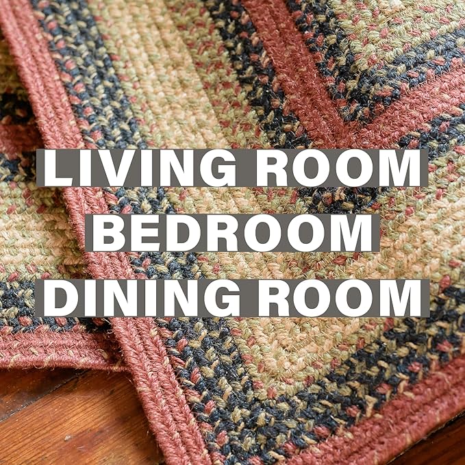 Homespice Highland Multi Color Oval Braided Rug, 8x10' - Handmade with Jute, Warm Country and Lodge Decor, Perfect for Living Rooms and Bedrooms - Pet Friendly and Easy to Clean