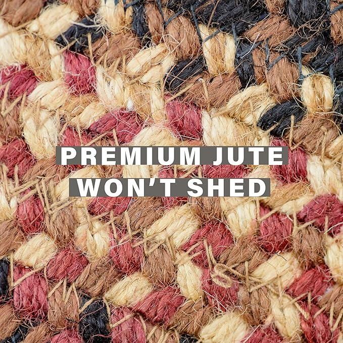 Homespice Prescott Braided Rugs for Bedroom 4x6' - Primitive Country Rugs for Bedroom and Dining Area