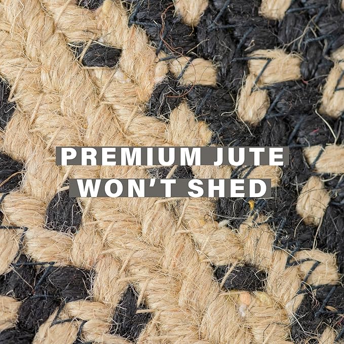 Homespice Manchester Black Oval Braided Rug, Jute, 6x9' - Perfect Country Primitive Decor for Bedroom, Living Room, Everywhere