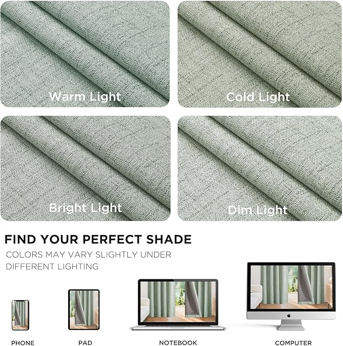Joydeco 100% Blackout Curtains for Bedroom - Natural Linen Curtains 52" W x 90" L Long, Thermal Insulated 2 Panels Light Blocking Drapes, Rod Pocket & Back Tabs, Darkening Privacy for Living Room