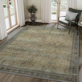 9X12 Area Rugs Machine Washable Rugs for Living Room, Vintage Boho Large Rugs for Bedroom Dining Room, Non Slip Indoor Soft Distressed Lightweight Thin Low Pile Carpet, Vintage Sunset
