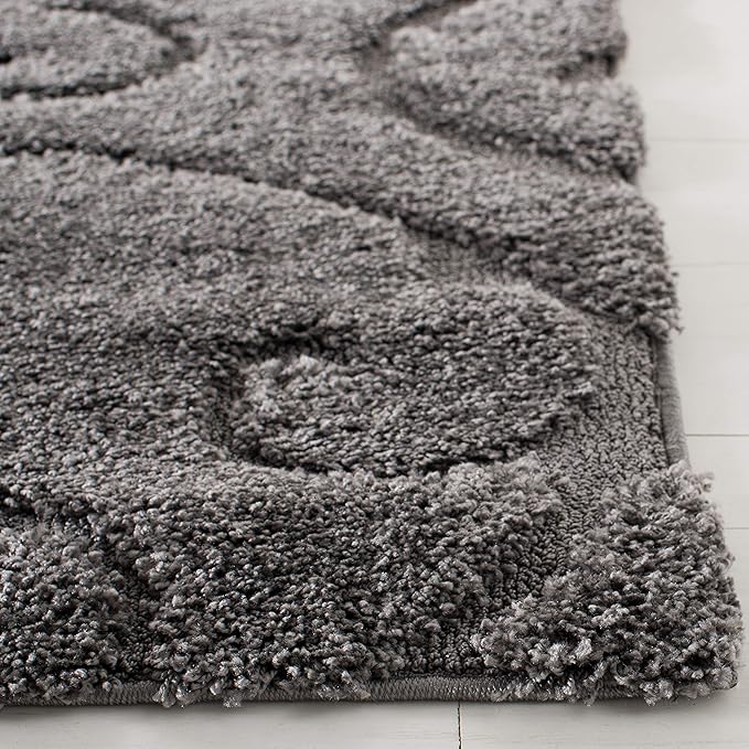 SAFAVIEH Florida Shag Collection Runner Rug - 2'3" x 11', Grey, Scroll Design, Non-Shedding & Easy Care, 1.2-inch Thick Ideal for High Traffic Areas in Living Room, Bedroom (SG455-8013)