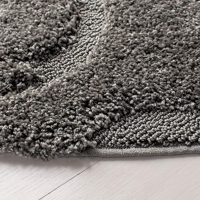 SAFAVIEH Florida Shag Collection 11' Round Grey SG455 Scrolling Vine Graceful Swirl Textured Non-Shedding Living Room Bedroom Dining Room Entryway Plush 1.2-inch Thick Area Rug
