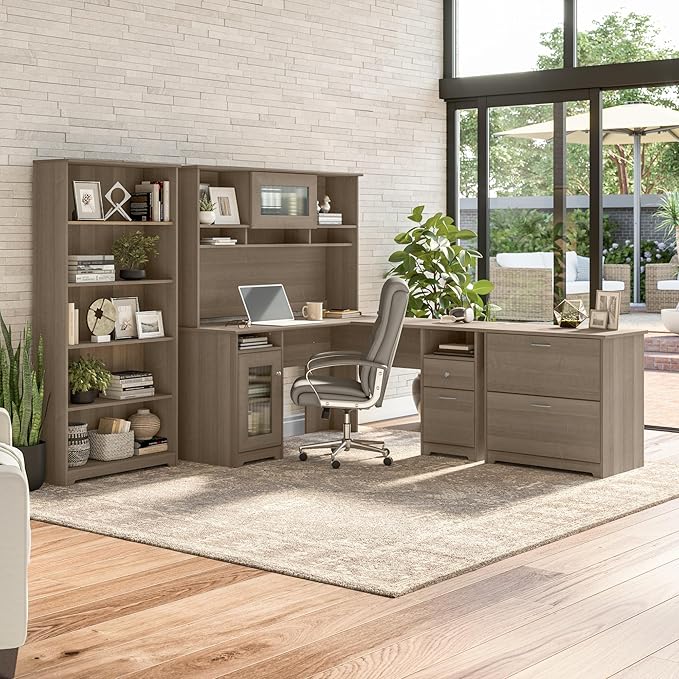Bush Furniture Cabot 2 Drawer Lateral File Cabinet in Ash Gray, Home Office Chest for Letter, Legal, and A4-size Document Storage