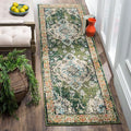 SAFAVIEH Monaco Collection Runner Rug - 2'2" x 16', Forest Green & Light Blue, Medallion Distressed Design, Non-Shedding & Easy Care, Ideal for High Traffic Areas in Living Room, Bedroom (MNC243F)
