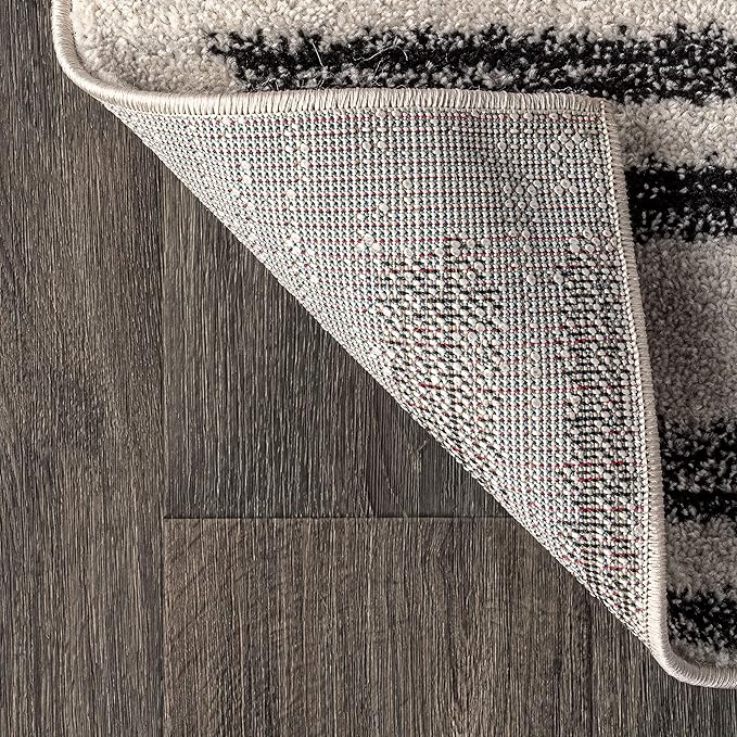 JONATHAN Y Khalil Modern Berber Stripe Cream/Black Indoor Area Rug, 12x18, Contemporary, Bohemian, Easy-Cleaning for Living Room, Bedroom, Kitchen, Pet Friendly, Non-Shedding (MOH207A-18)