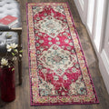SAFAVIEH Monaco Collection Runner Rug - 2'2" x 22', Pink & Multi, Boho Chic Medallion Distressed Design, Non-Shedding & Easy Care, Ideal for High Traffic Areas in Living Room, Bedroom (MNC243D)