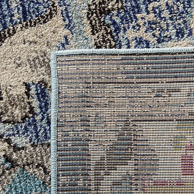 SAFAVIEH Monaco Collection Runner Rug - 2'2" x 8', Navy & Light Blue, Boho Chic Medallion Distressed Design, Non-Shedding & Easy Care, Ideal for High Traffic Areas in Living Room, Bedroom (MNC243N)