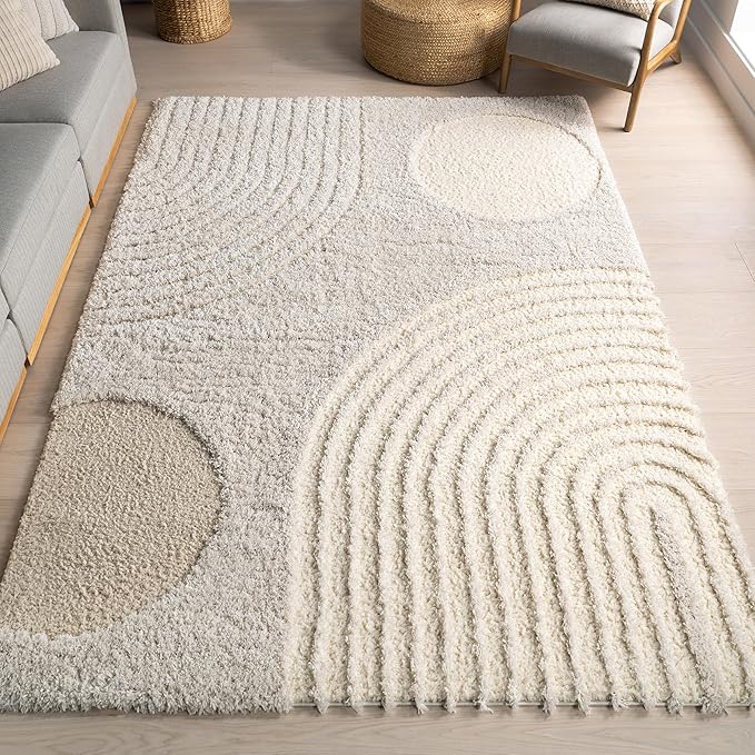 nuLOOM Gloria Abstract Shag Area Rug, 9x12, Beige