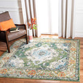 SAFAVIEH Monaco Collection Area Rug - 12' Square, Forest Green & Light Blue, Medallion Distressed Design, Non-Shedding & Easy Care, Ideal for High Traffic Areas in Living Room, Bedroom (MNC243F)