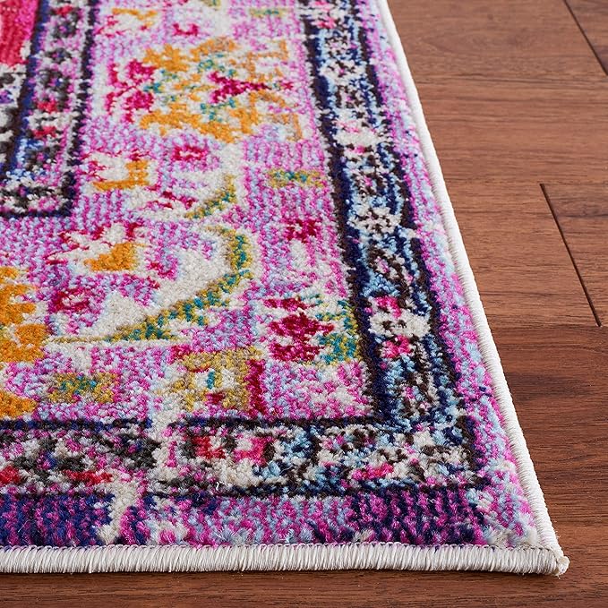 SAFAVIEH Monaco Collection Runner Rug - 2'2" x 12', Violet & Fuchsia, Boho Chic Medallion Distressed Design, Non-Shedding & Easy Care, Ideal for High Traffic Areas in Living Room, Bedroom (MNC243P)