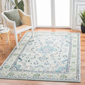 SAFAVIEH Monaco Collection Area Rug - 6'7" Square, Light Blue & Ivory, Boho Chic Medallion Distressed Design, Non-Shedding & Easy Care, Ideal for High Traffic Areas in Living Room, Bedroom (MNC243K)