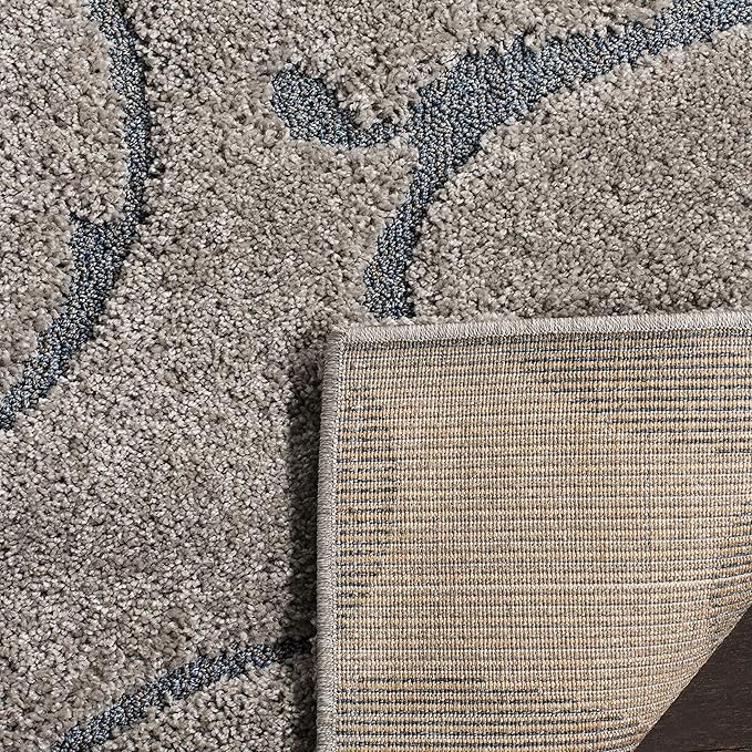 SAFAVIEH Florida Shag Collection Area Rug - 6' x 9', Grey & Light Blue, Scroll Design, Non-Shedding & Easy Care, 1.2-inch Thick Ideal for High Traffic Areas in Living Room, Bedroom (SG455-1160)