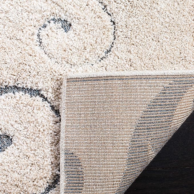 SAFAVIEH Florida Shag Collection Runner Rug - 2'3" x 21', Beige & Blue Grey, Scroll Design, Non-Shedding & Easy Care, 1.2-inch Thick Ideal for High Traffic Areas in Living Room, Bedroom (SG455-1155)